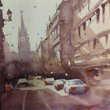 Painting City roads 7 by Dandapat Swarup | Painting Figurative Watercolor Urban