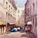 Gemälde City aley von Dandapat Swarup | Gemälde Figurativ Landschaften Urban Alltagsszenen Aquarell