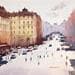 Painting Avenue de l'Opéra II by Dandapat Swarup | Painting Figurative Urban Watercolor