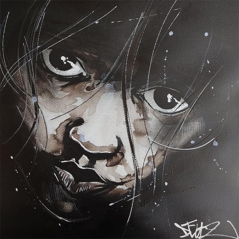Painting Enfant de l'ombre by Deuz | Painting Street art Graffiti Portrait