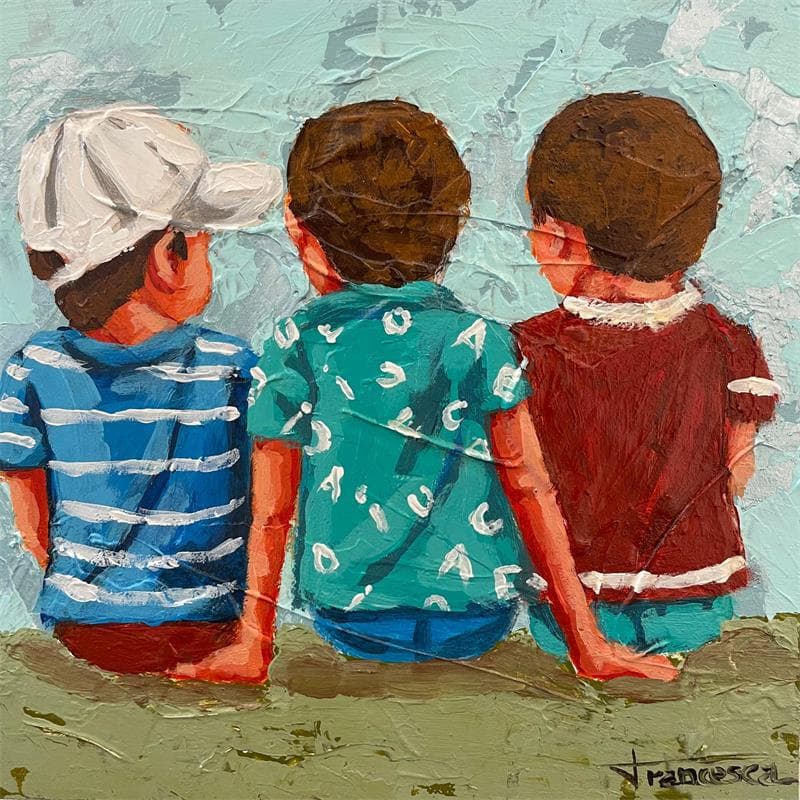 Painting Chicos by Escobar Francesca | Painting Figurative Acrylic Life style