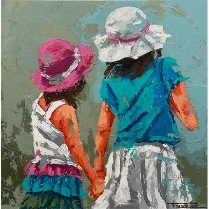Painting Verde y rosa by Escobar Francesca | Painting Figurative Mixed Life style, Portrait