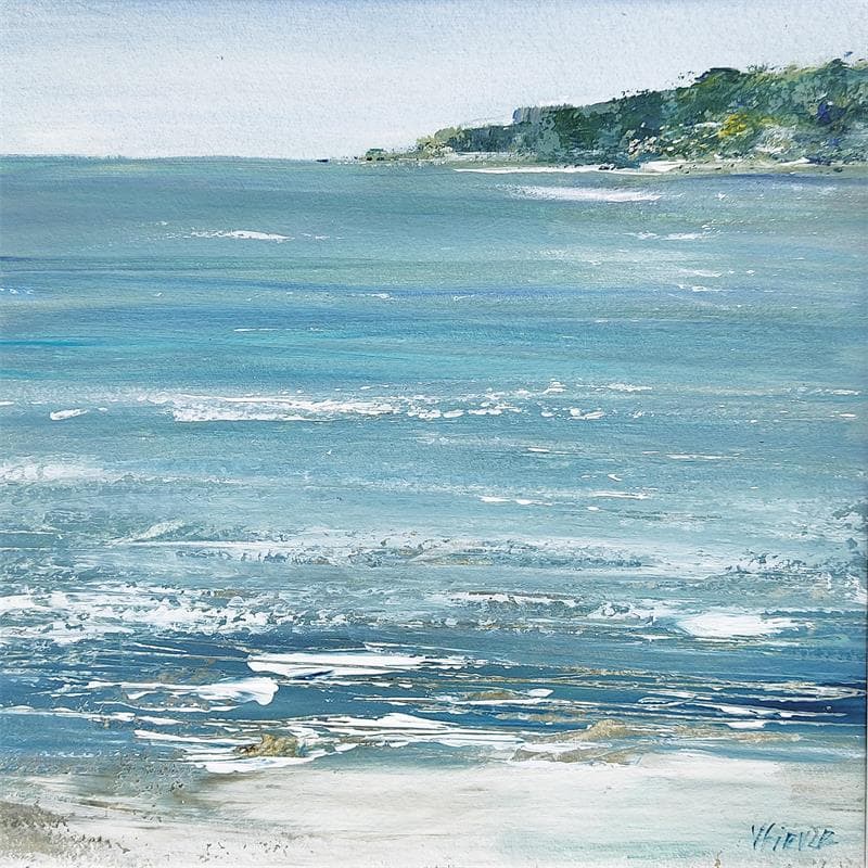Peinture Vagues sur la grève # 1 par Fièvre Véronique | Tableau Figuratif Acrylique Marines