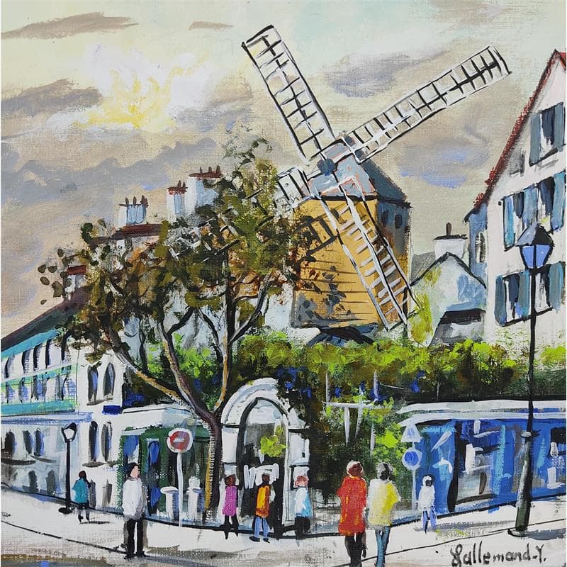 Painting Moulin de la Galette by Lallemand Yves | Painting Figurative Acrylic Life style, Urban