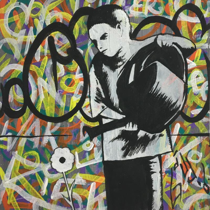 Peinture little flower wants grow up par Di Vicino Gaudio Alessandro | Tableau Street Art Acrylique, Graffiti scènes de vie