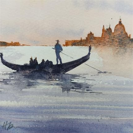 Painting Black Gondola by Jones Henry | Painting Figurative Watercolor Life style