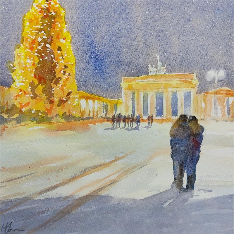 Peinture Berlin Snow par Jones Henry | Tableau Figuratif Aquarelle scènes de vie