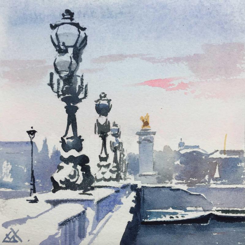 Painting Paris-N3 by Khodakivskyi Vasily | Painting Figurative Urban Watercolor