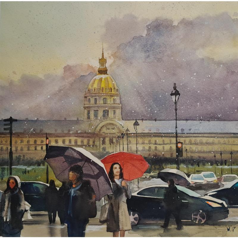 Painting Paris - Cr.5 by Khodakivskyi Vasily | Painting Watercolor
