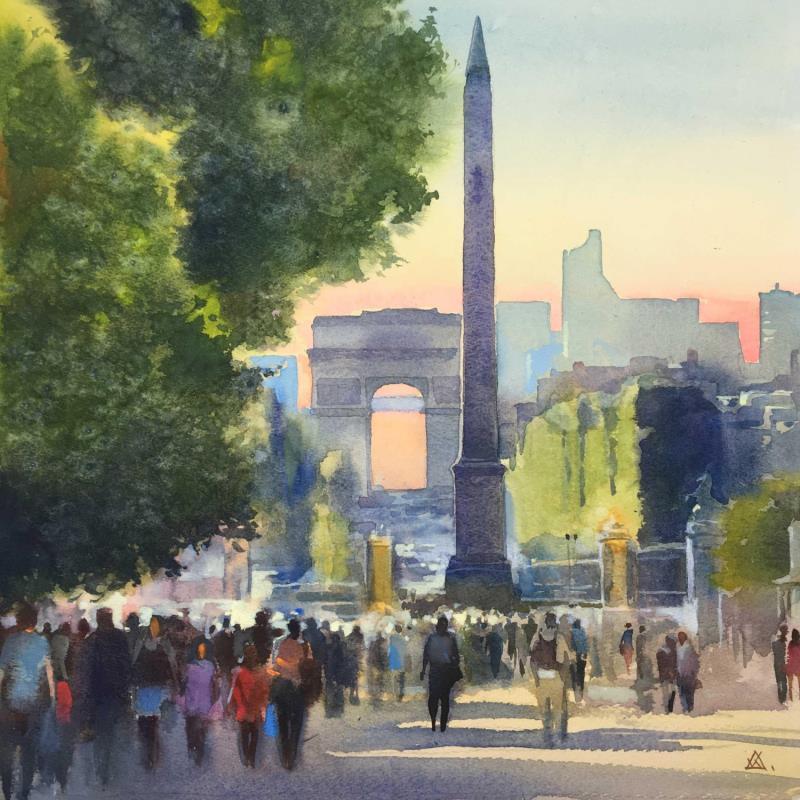 Painting Paris s24 by Khodakivskyi Vasily | Painting Figurative Urban Watercolor