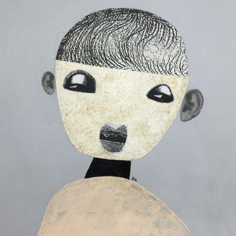 Gemälde Little boy von Lastrina Suzanne | Gemälde Naive Kunst Porträt Acryl