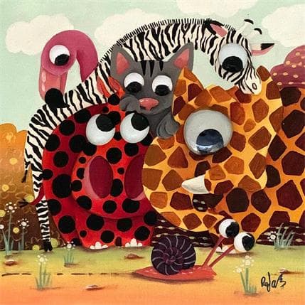 Peinture Meli melo d'animaux par Lennoz Raphaële | Tableau