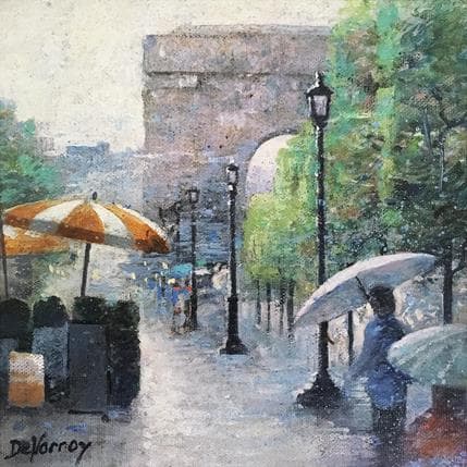 Painting Les parapluies de l'Arc de Triomphe by De Norroy Georges Emile | Painting Figurative Mixed Urban