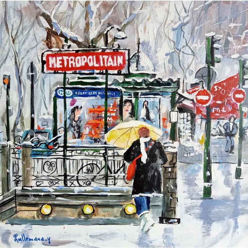 Painting Près des Champs-Elysées by Lallemand Yves | Painting Figurative Urban Acrylic