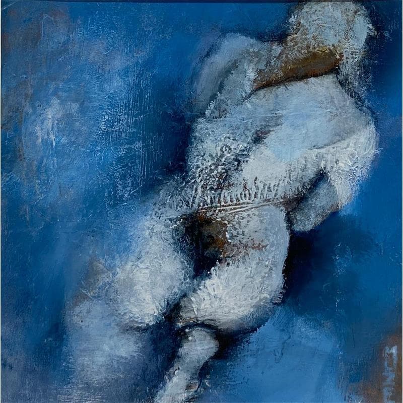 Painting Dans le bleu by Muze | Painting Figurative Oil Nude