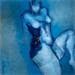 Painting Le bas blanc by Muze | Painting Figurative Nude Oil