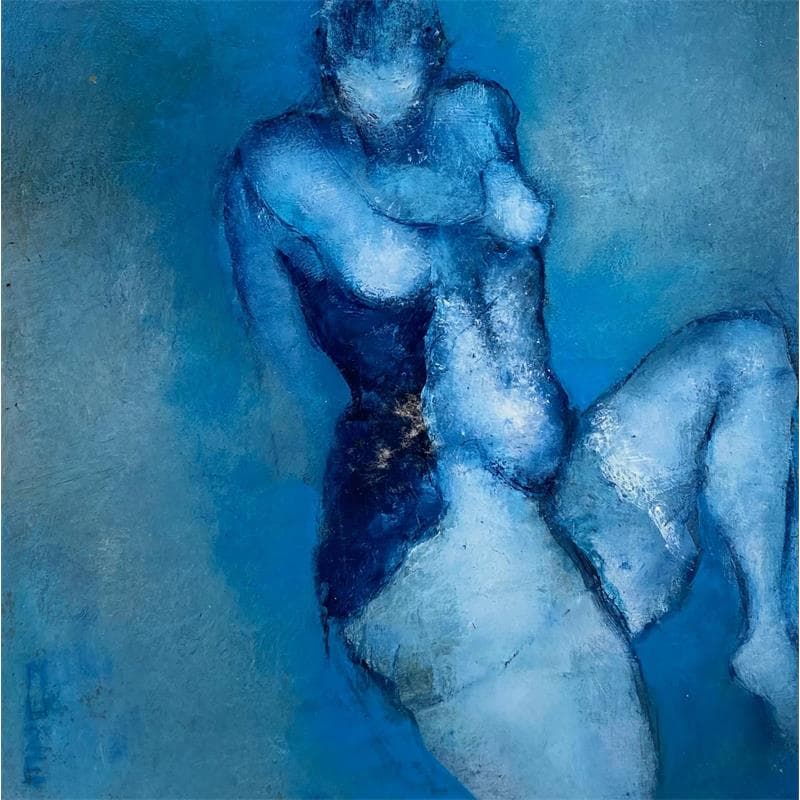 Painting Le bas blanc by Muze | Painting Figurative Oil Nude