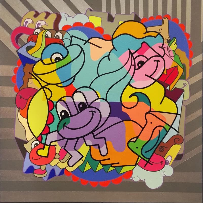 Peinture Approche cinétique par Hank China | Tableau Pop-art Acrylique Icones Pop