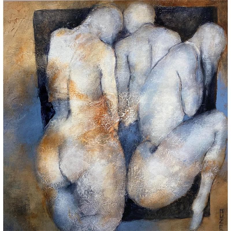 Painting 3 soeurs by Muze | Painting Figurative Oil Nude