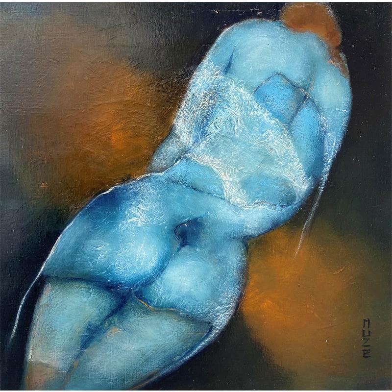 Painting La grande bleue by Muze | Painting Figurative Oil Nude