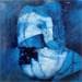 Painting Le bas Bleu by Muze | Painting Figurative Nude Oil