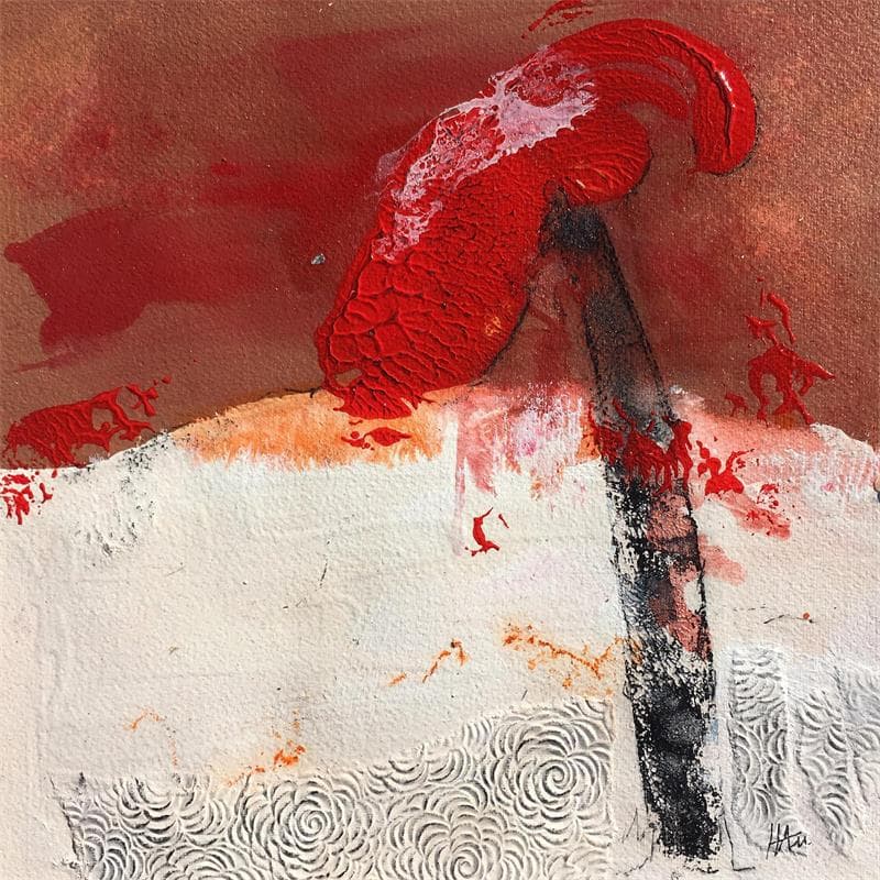Painting Opéra rouge 3 by Han | Painting Abstract Minimalist