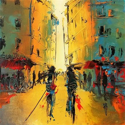 Painting Balade en ville by Raffin Christian | Painting Figurative Oil Life style