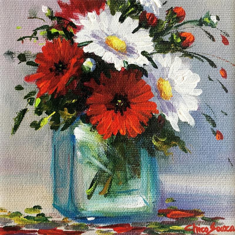 Painting Gerberas by Chico Souza | Painting Figurative Oil still-life