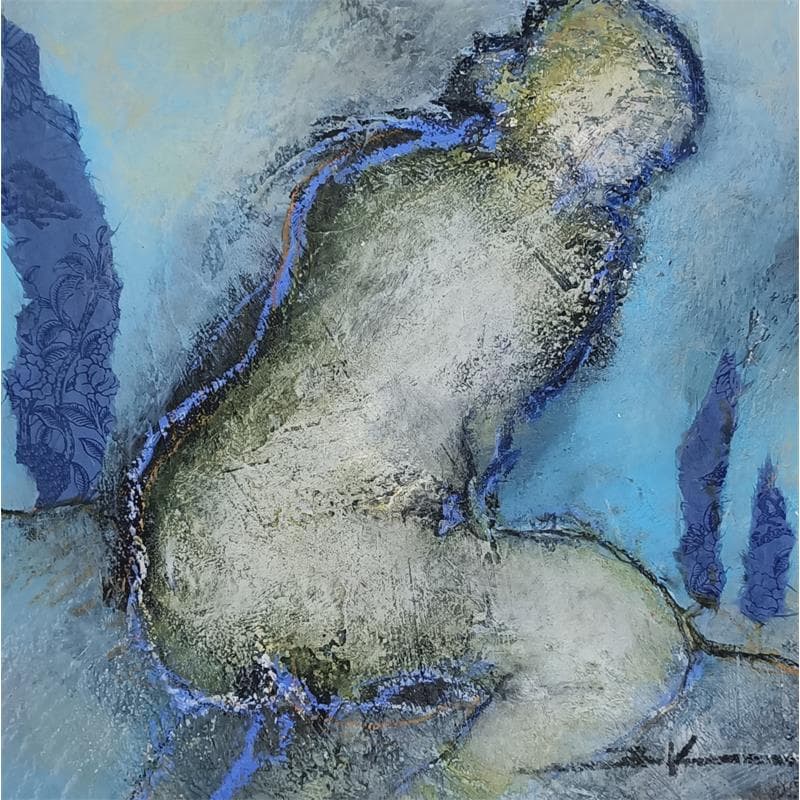 Painting Sous l'eau turquoise by Kerbastard Béatrice | Painting Figurative Nude Acrylic