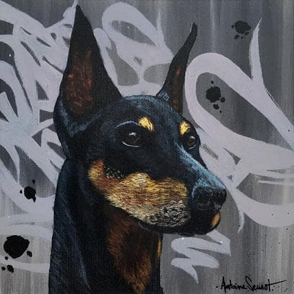 Painting Dobermann 2 by Seurot Antoine | Painting Figurative Acrylic Animals