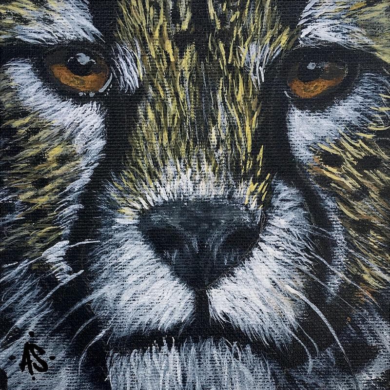 Painting Guépard portrait by Seurot Antoine | Painting Figurative Acrylic Animals