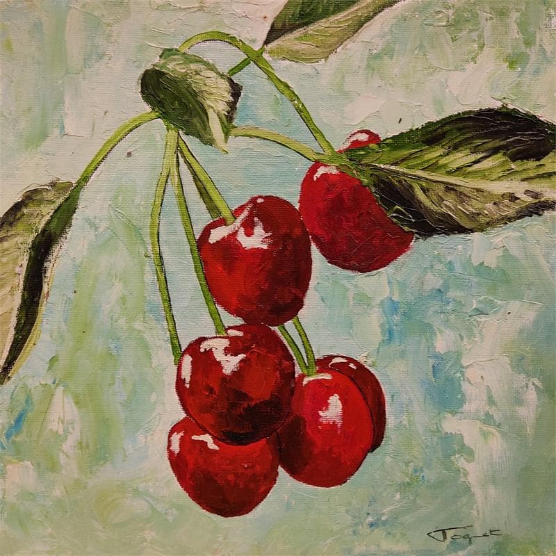 Painting Cerises by Tognet | Painting Figurative Still-life Oil