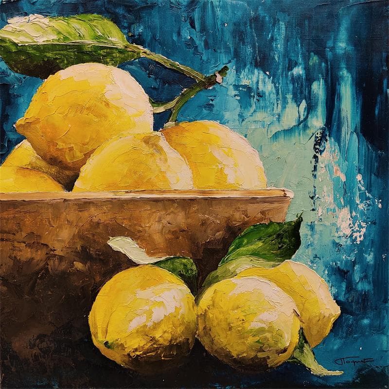 Painting Grand bol de citrons by Tognet | Painting Figurative Still-life Oil