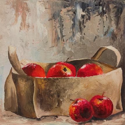 Painting Sac de pommes by Tognet | Painting Figurative Oil still-life
