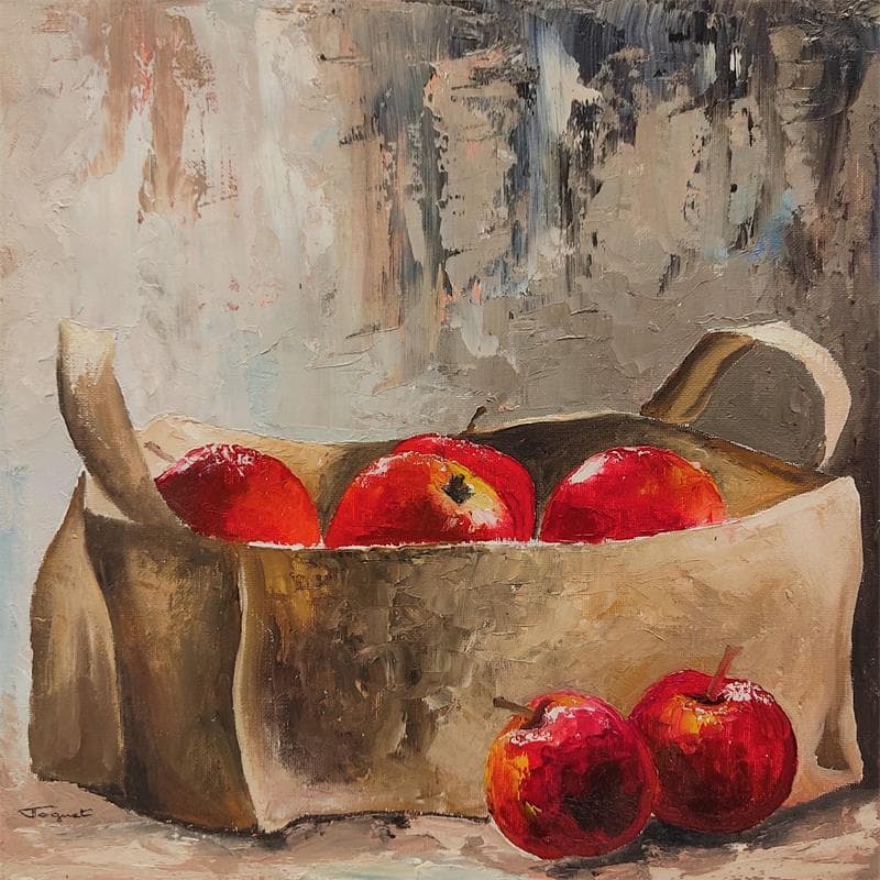 Peinture Sac de pommes par Tognet | Tableau Figuratif Natures mortes Huile