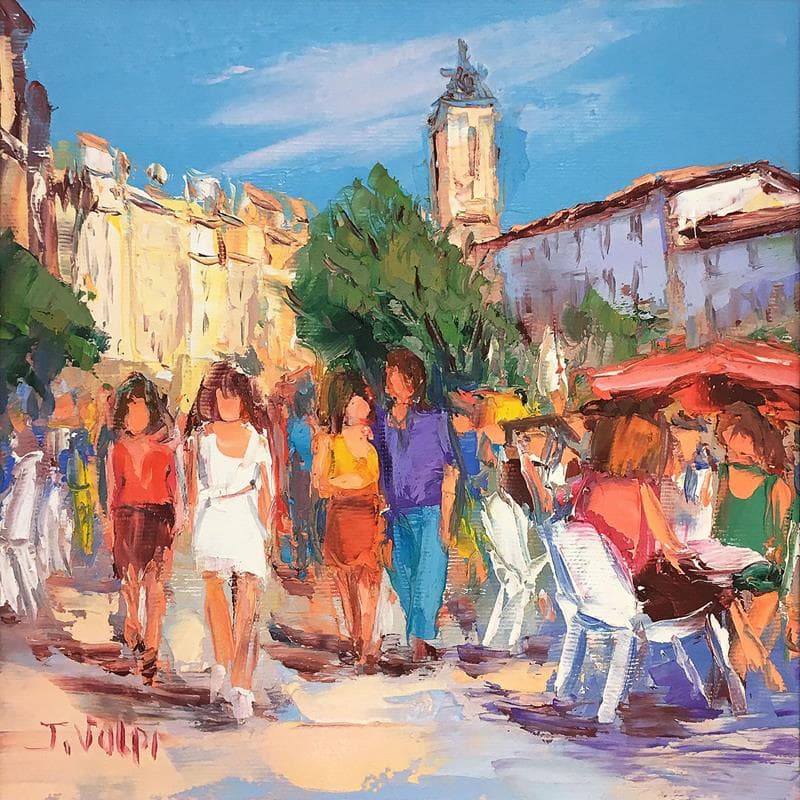 Painting Promenade dans Aix by Volpi Jacques | Painting Figurative Life style Oil