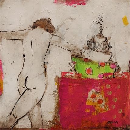 Painting Cup of tea by Zani | Painting Figurative Acrylic Nude