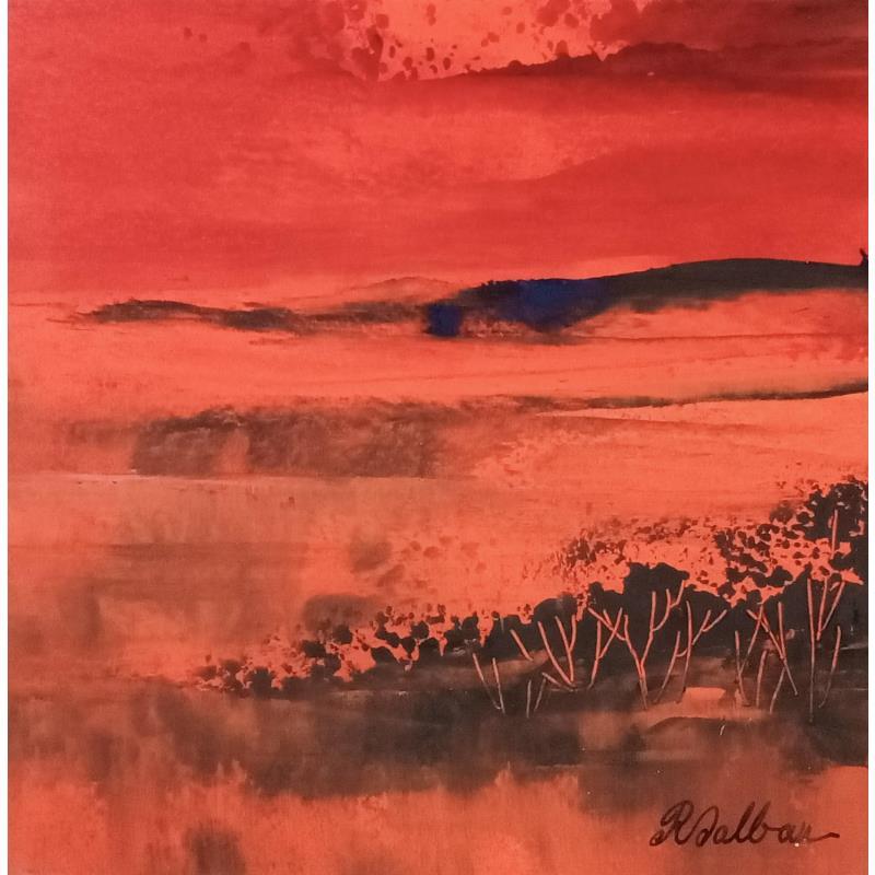 Peinture Nuit rouge par Dalban Rose | Tableau Huile