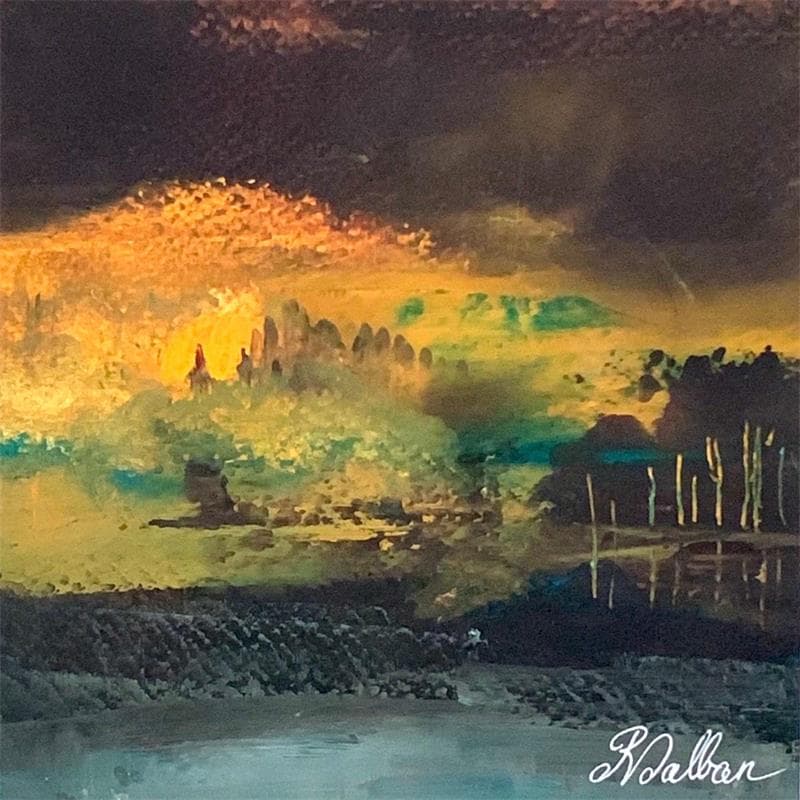 Painting Soleil couchant by Dalban Rose | Painting Raw art Oil Landscapes