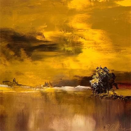 Peinture Soleil 2 par Dalban Rose | Tableau Art Singulier Huile Paysages