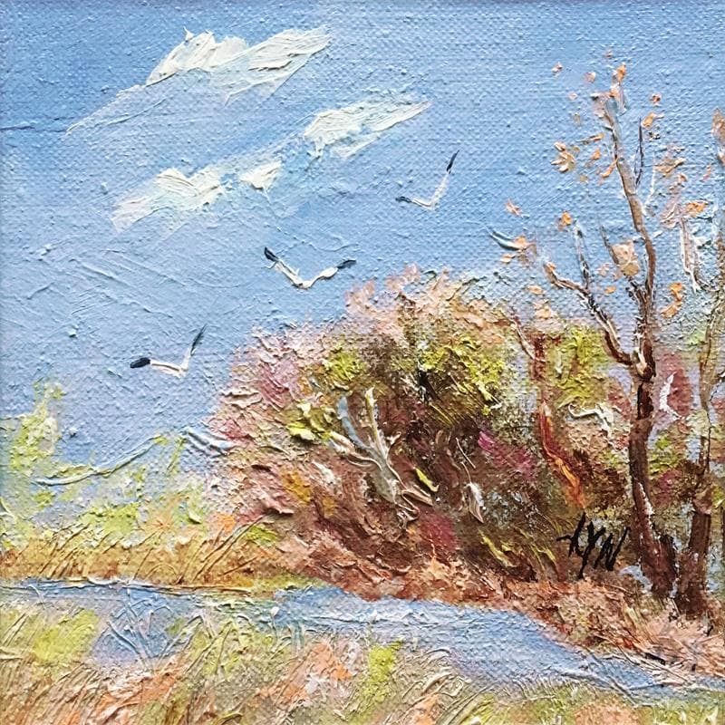 Painting Petite Camargue en hiver by Lyn | Painting Figurative Oil Landscapes