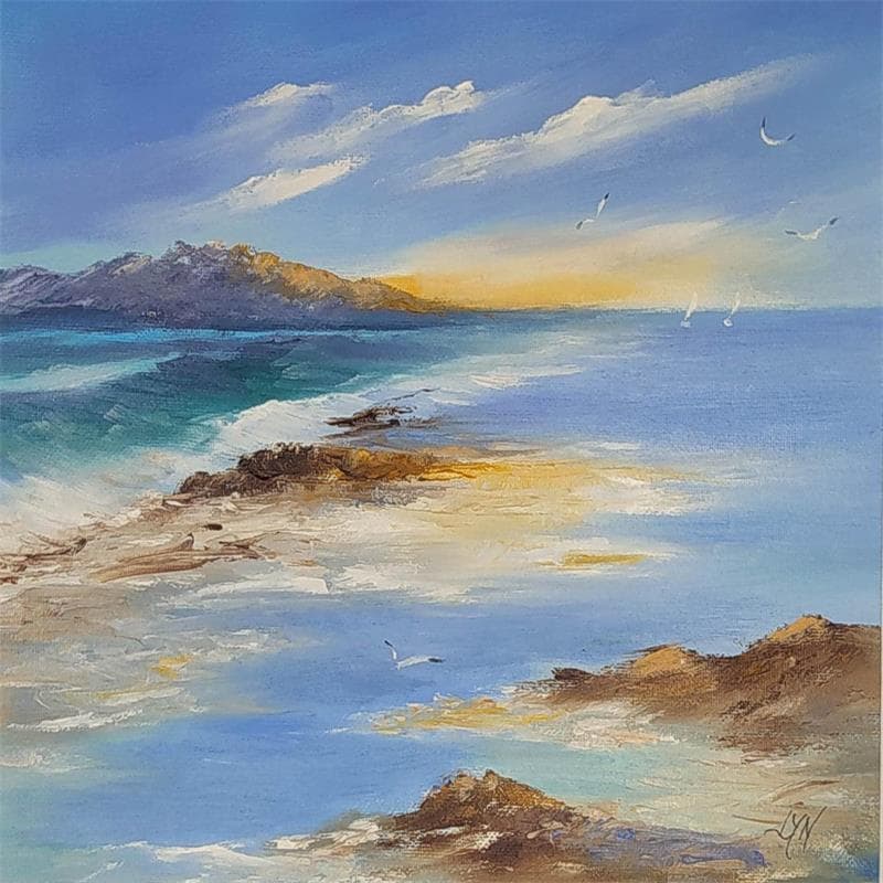Peinture Lumière sur le Golfe par Lyn | Tableau Figuratif Paysages Huile