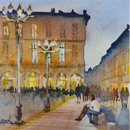 Painting Toulouse 2 by Seruch Capouillez Isabelle | Painting Figurative Watercolor Life style, Urban
