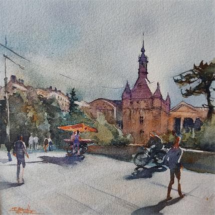 Painting Donjon by Seruch Capouillez Isabelle | Painting Figurative Watercolor Life style, Urban
