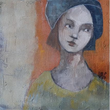 Painting Clémence en promenade by VAG | Painting Figurative Mixed Portrait