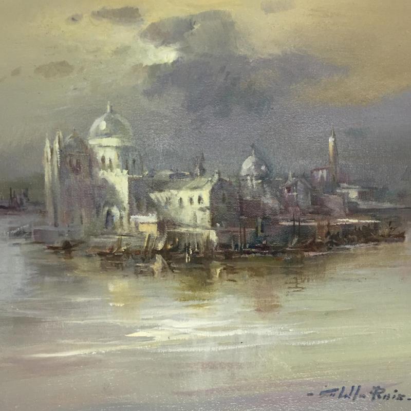 Peinture Venecia en gris par Cabello Ruiz Jose | Tableau Figuratif Paysages Huile