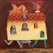 Peinture Casa para tres par Gandolfo Cécilia | Tableau Art naïf Scènes de vie Acrylique