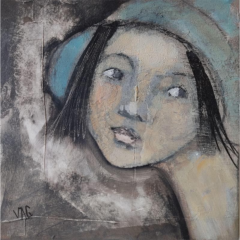 Painting Mademoiselle by VAG | Painting Figurative Portrait Acrylic