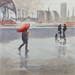 Peinture Rainy Meeting par Jones Henry | Tableau Figuratif Aquarelle scènes de vie