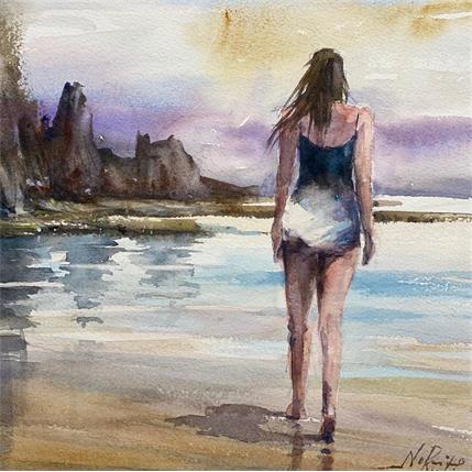Painting Verano by Rubio Nemesio | Painting Figurative Watercolor Landscapes, Life style, Urban